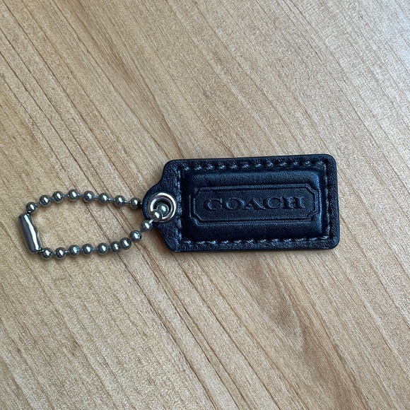 Coach Black Leather Handbag Hangtag With Silver Chain. - Picture 2 of 6